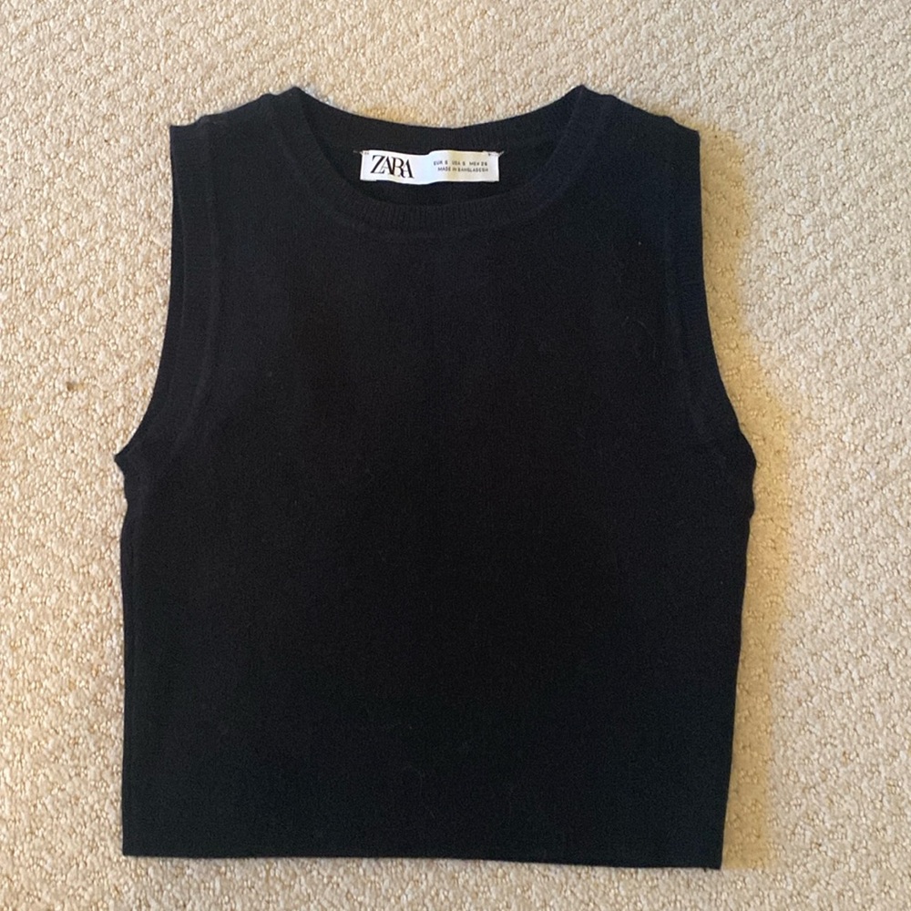 Zara black cropped tank top